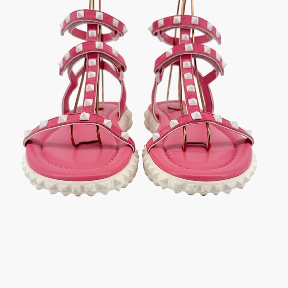 Valentino Free Rockstud Gladiator Sandals Pink Suede Size 39 US 9 Women Dad - Picture 6 of 15